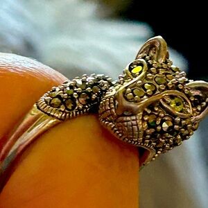 Marcasite and Silver Cat Ring